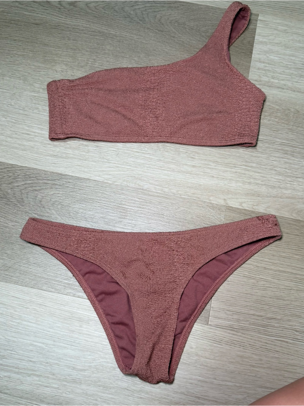 One-Shoulder Terracotta Bikini Set - Women Swim Bikinis